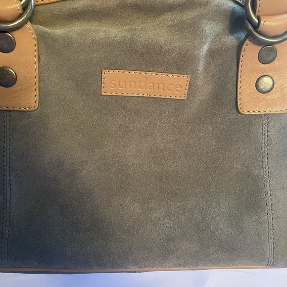 Sundance Medium Leather Suede Satchel Handbag Purse Olive Green Brown EUC - Picture 2 of 14